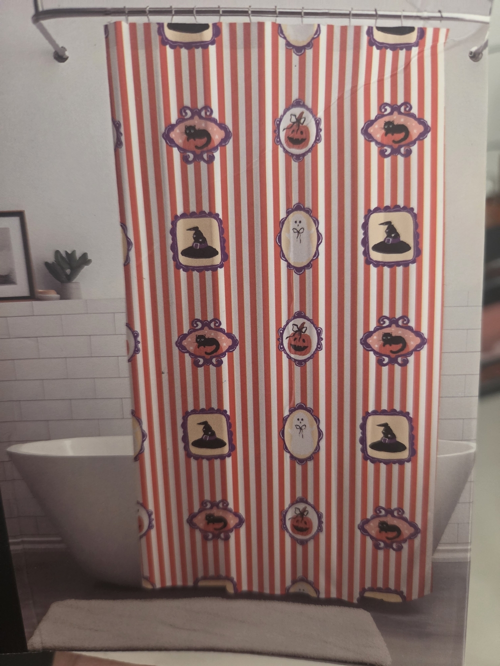 Halloween Shower Curtain & Hooks